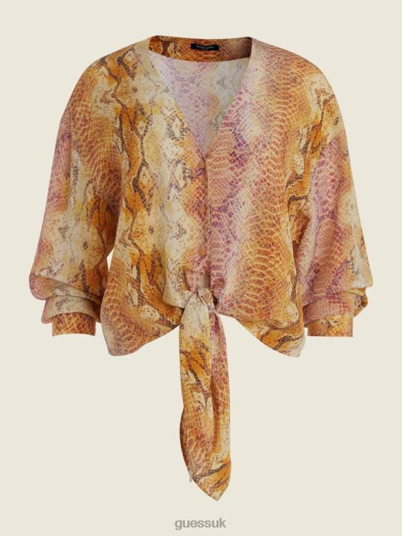 GUESS Women Sonora Silk Tie-Front Blouse Sonora Skin Apparel V28V61567