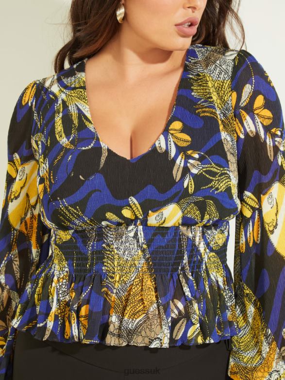 GUESS Women Sonora Top Aquarius Print Apparel V28V61236