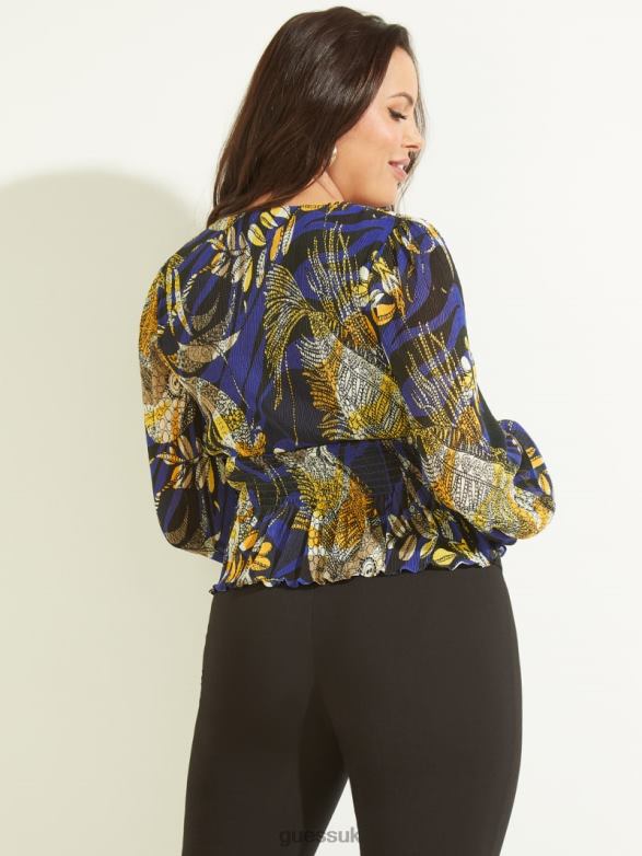 GUESS Women Sonora Top Aquarius Print Apparel V28V61236