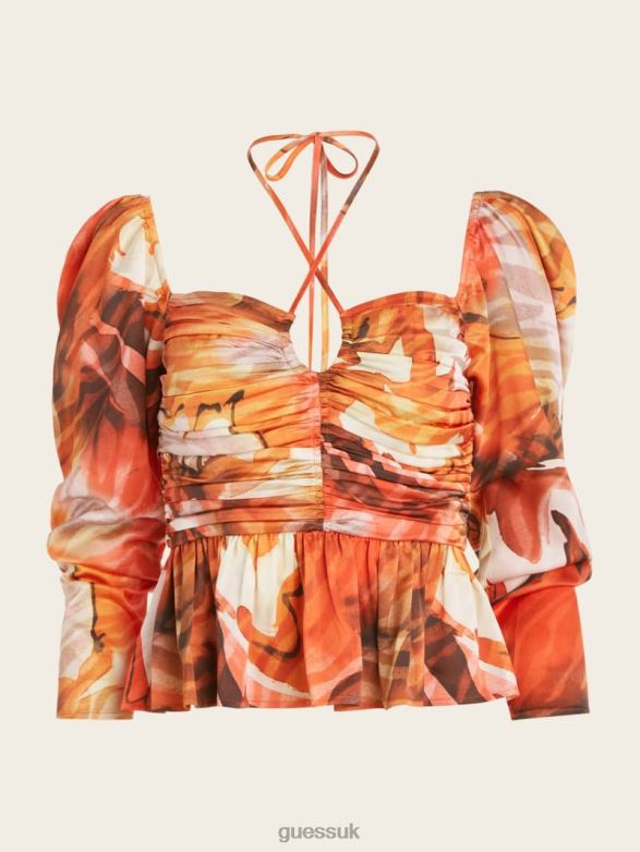 GUESS Women Speakeasy Top Dreamer Print Apparel V28V61454