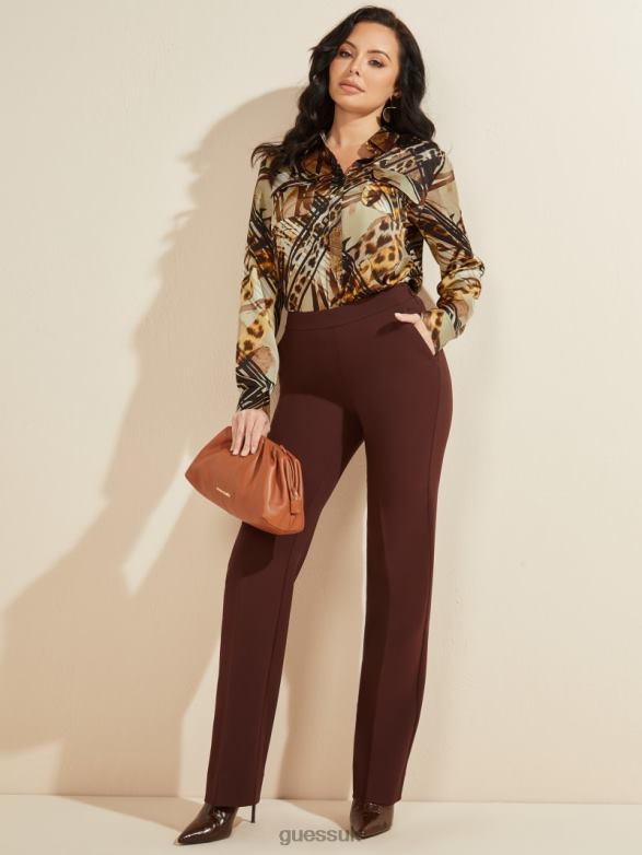 GUESS Women The Essence Blouse Leopard Lines Apparel V28V61627
