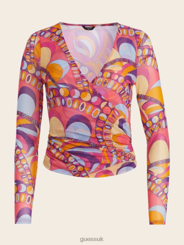 GUESS Women Tulum Mesh Top Tulum Print Apparel V28V61110