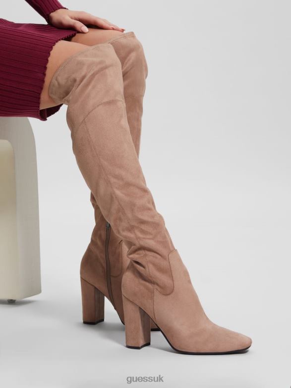 GUESS Women Abetter Faux-Suede Over-the-Knee Boots Medium Brown Footwear V28V63525