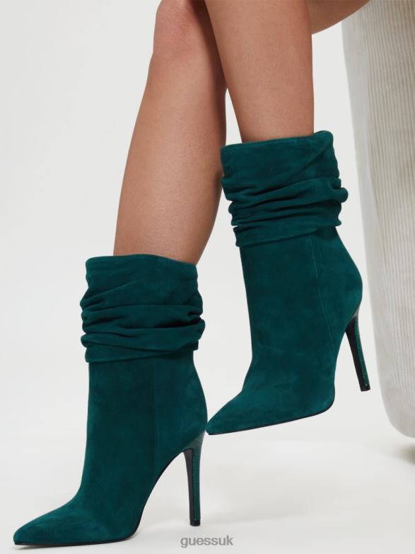 GUESS Women Backy Suede Slouch Bootie Medium Green 310 Footwear V28V63516