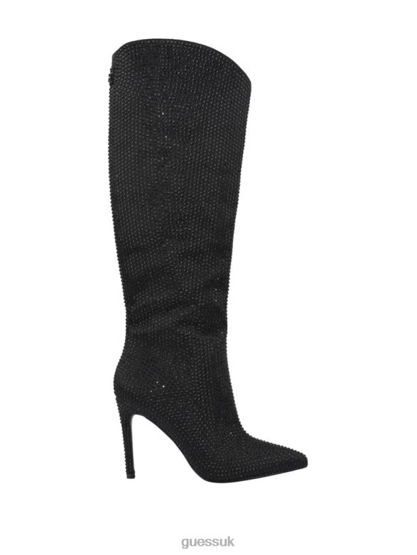 GUESS Women Bralyn Allover Rhinestone Boots Black Footwear V28V63517