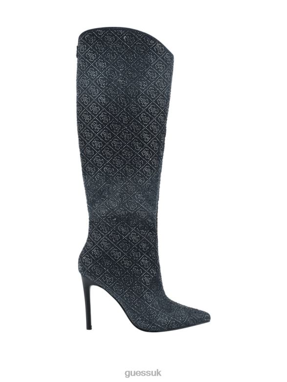 GUESS Women Bralyn Rhinestone Knee-High Boots Black Footwear V28V63527