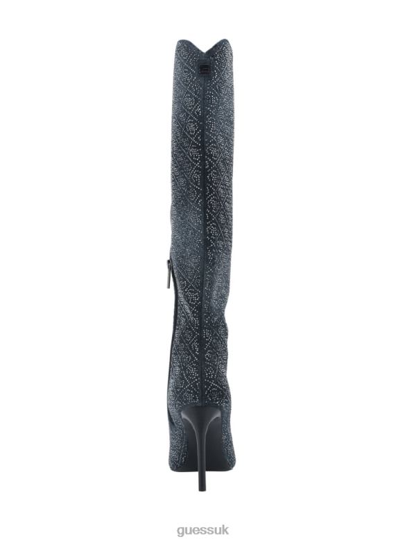 GUESS Women Bralyn Rhinestone Knee-High Boots Black Footwear V28V63527