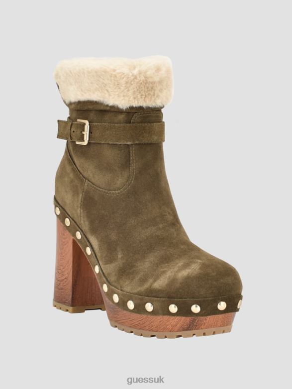 GUESS Women Damina Faux-Fur Lined Booties Medium Green 310 Footwear V28V63529
