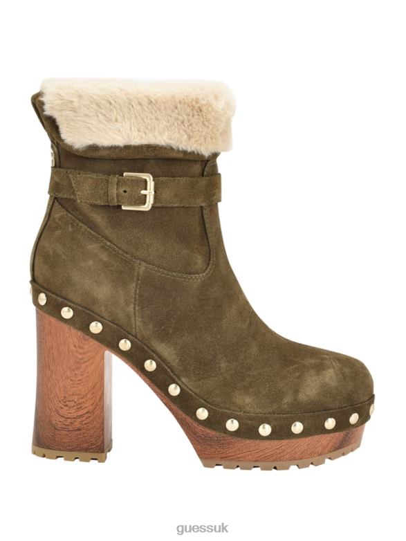GUESS Women Damina Faux-Fur Lined Booties Medium Green 310 Footwear V28V63529