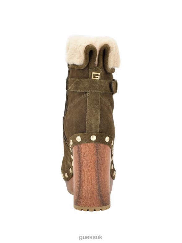 GUESS Women Damina Faux-Fur Lined Booties Medium Green 310 Footwear V28V63529