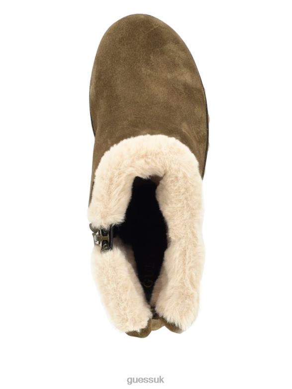 GUESS Women Damina Faux-Fur Lined Booties Medium Green 310 Footwear V28V63529