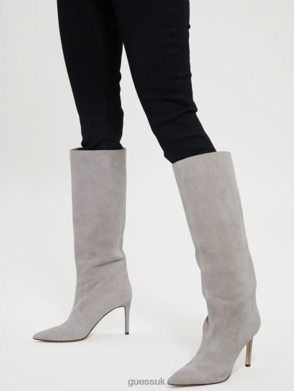 GUESS Women Dayton Faux-Suede Knee-High Boots Light Gray Suede Footwear V28V63522