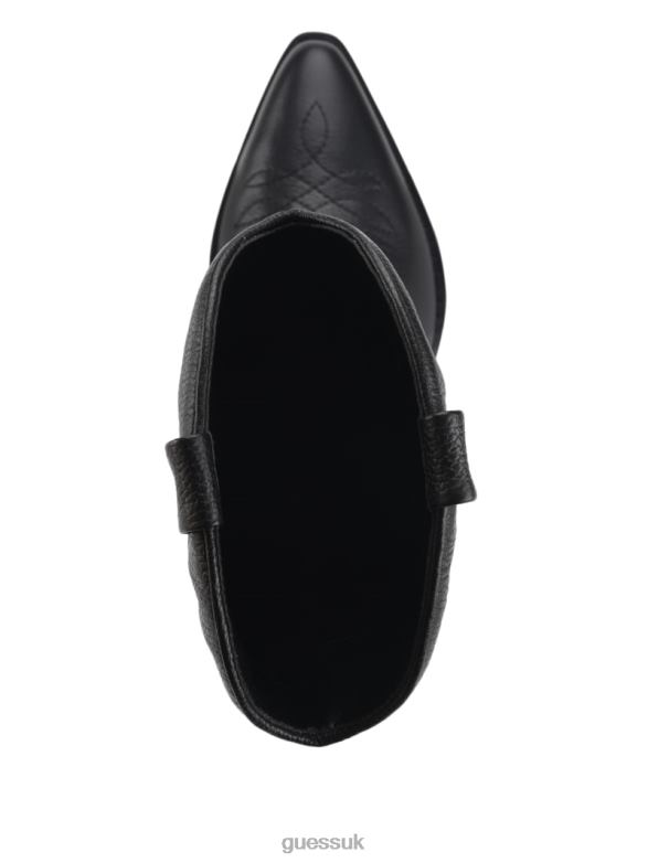 GUESS Women Gallen Leather Cowgirl Boots Black Footwear V28V63536