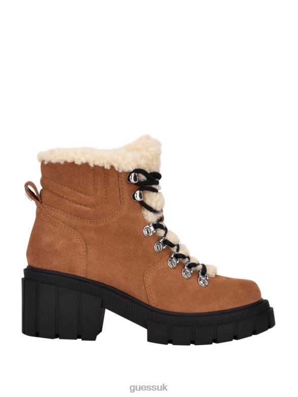 GUESS Women Kiele Sherpa-Lined Hiker Boots Chestnut Brown Footwear V28V63538