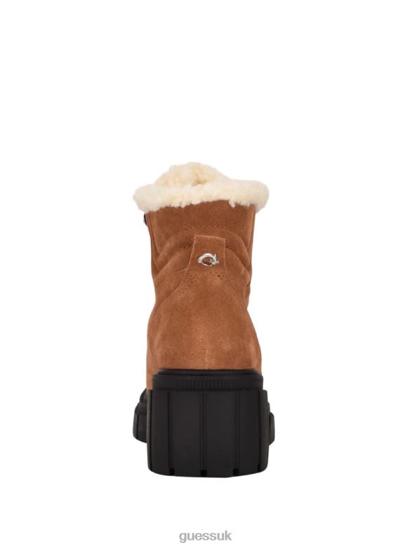 GUESS Women Kiele Sherpa-Lined Hiker Boots Chestnut Brown Footwear V28V63538