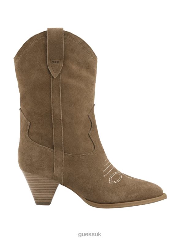 GUESS Women Odilia Cowboy Boots Medium Brown Footwear V28V63511