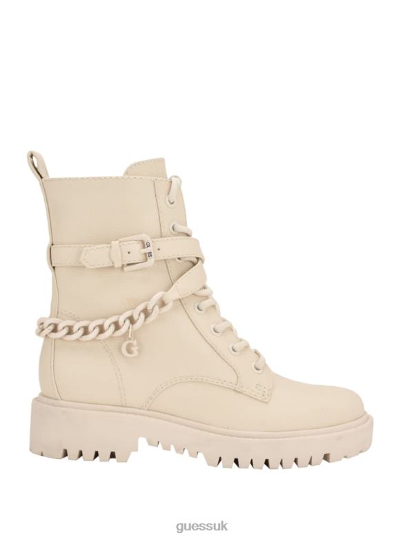 GUESS Women Olisie Buckle Utility Boots Ivory 150 Footwear V28V63512