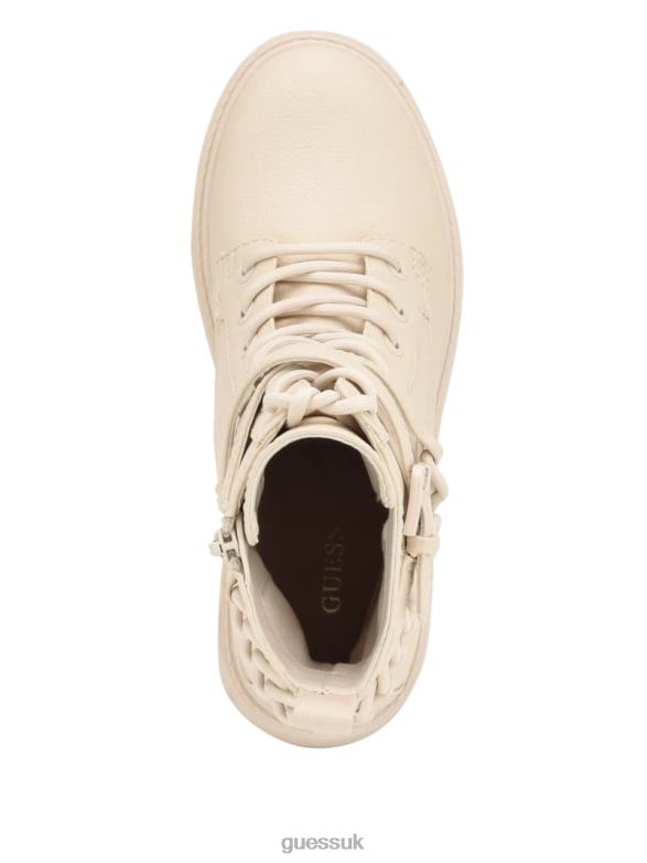 GUESS Women Olisie Buckle Utility Boots Ivory 150 Footwear V28V63512