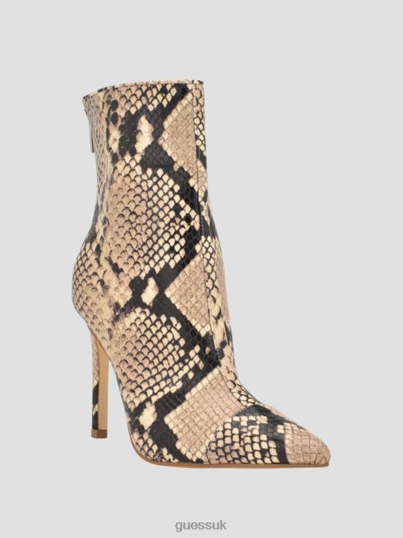 GUESS Women Simone Zip-Up Heel Booties Medium Natural 101 Footwear V28V63531
