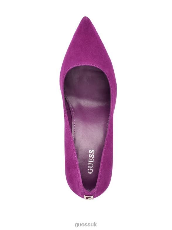 GUESS Women Abagail Leather Heels Dark Pink Footwear V28V63436