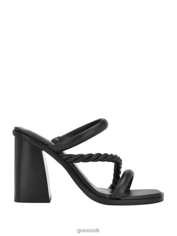 GUESS Women Barper Strappy Wooden Heel Sandals Black Footwear V28V63411