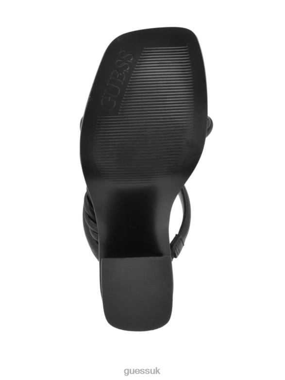 GUESS Women Barper Strappy Wooden Heel Sandals Black Footwear V28V63411