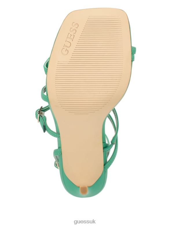 GUESS Women Bolten Strappy Stiletto Heels Light Green Footwear V28V63433