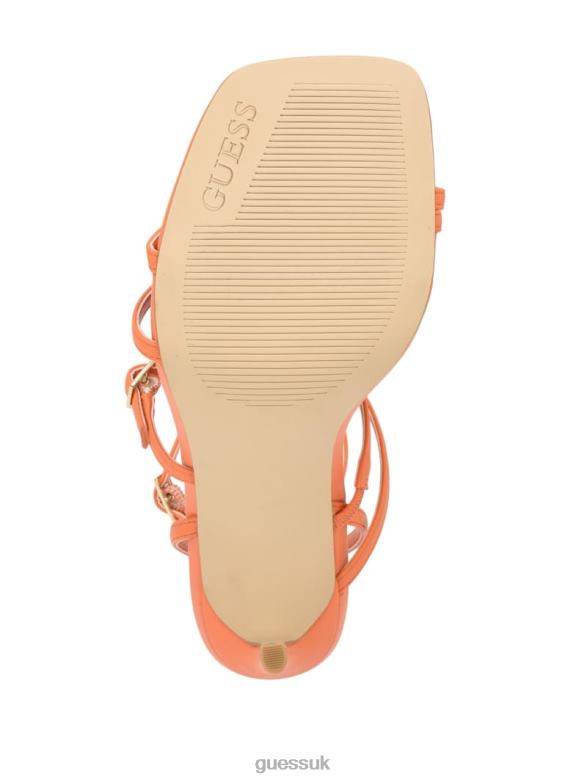 GUESS Women Bolten Strappy Stiletto Heels Orange Footwear V28V63423