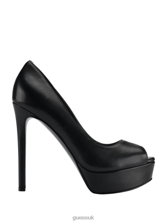 GUESS Women Cacei Peep-Toe Stiletto Heels Black Footwear V28V63415