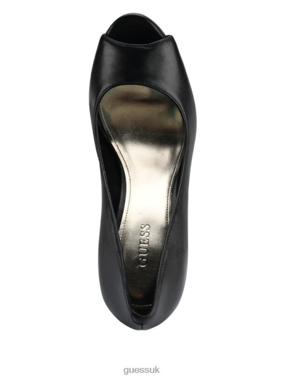 GUESS Women Cacei Peep-Toe Stiletto Heels Black Footwear V28V63415