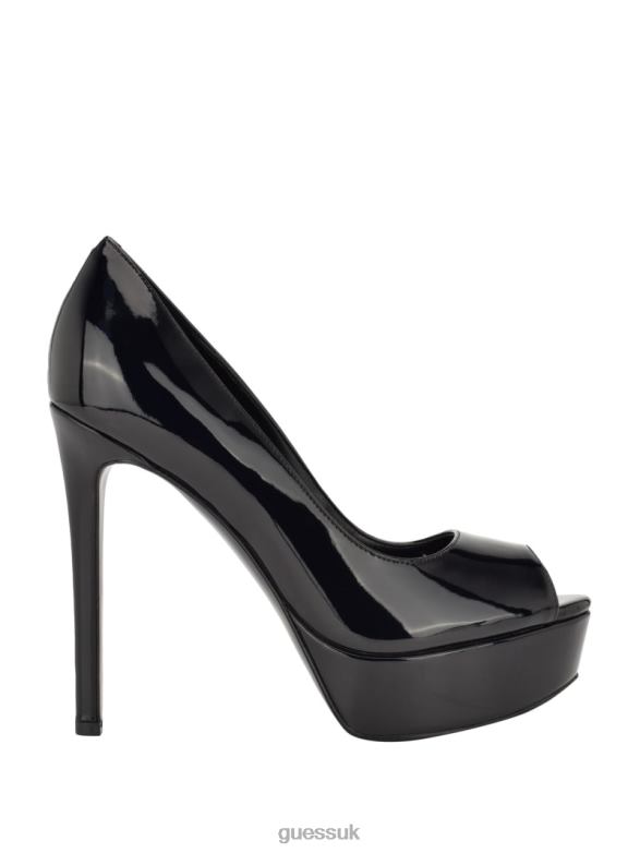 GUESS Women Cacei Peep-Toe Stiletto Heels Black Footwear V28V63437