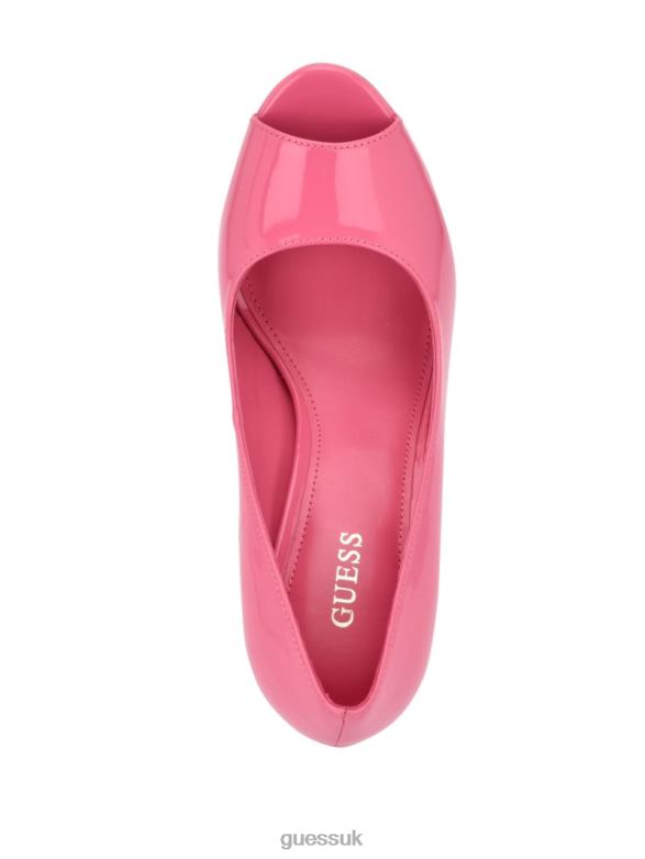 GUESS Women Cacei Peep-Toe Stiletto Heels Medium Pink Footwear V28V63414