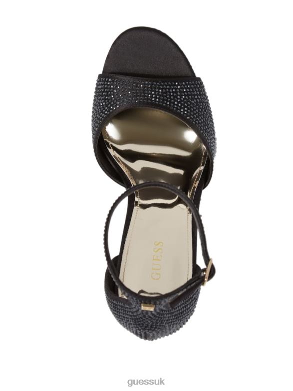 GUESS Women Cadly Bling Platform Heels Black Footwear V28V63430
