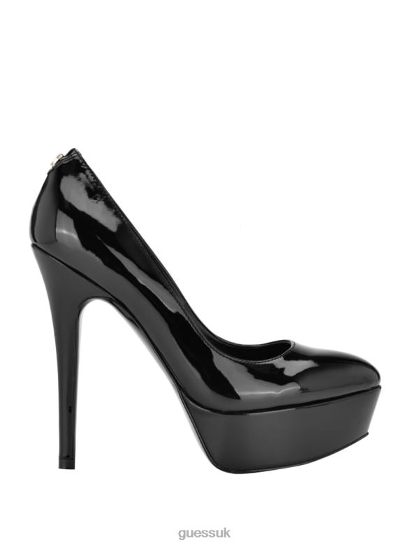 GUESS Women Cador Leather Stiletto Heels Black Footwear V28V63429