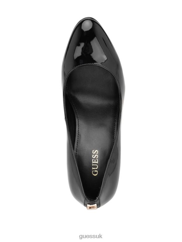 GUESS Women Cador Leather Stiletto Heels Black Footwear V28V63429