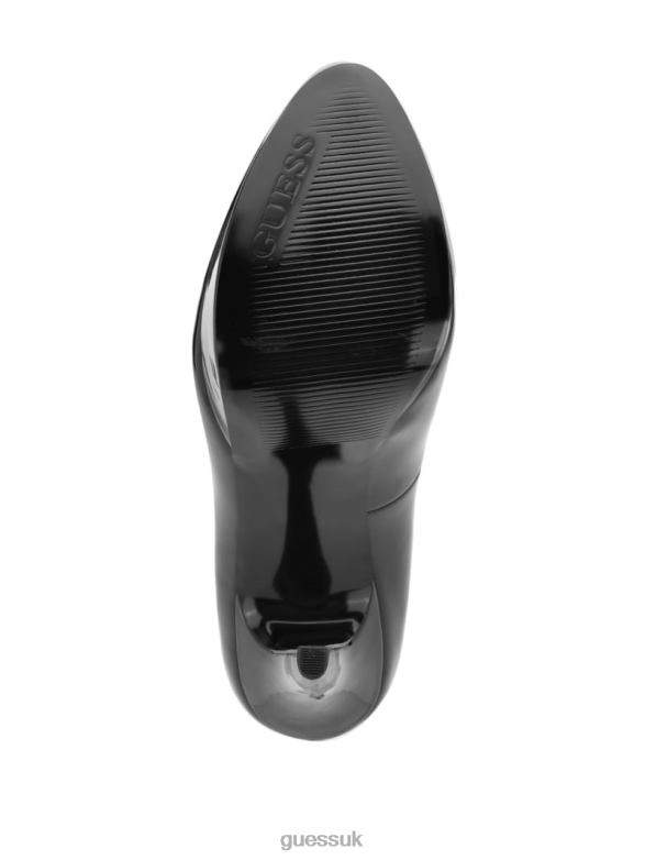 GUESS Women Cador Leather Stiletto Heels Black Footwear V28V63429