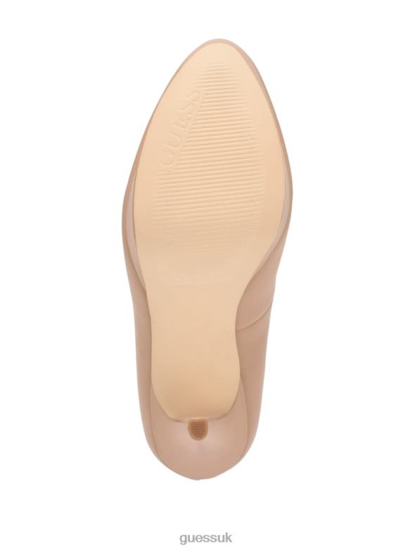 GUESS Women Cador Leather Stiletto Heels Light Natural 110 Footwear V28V63413
