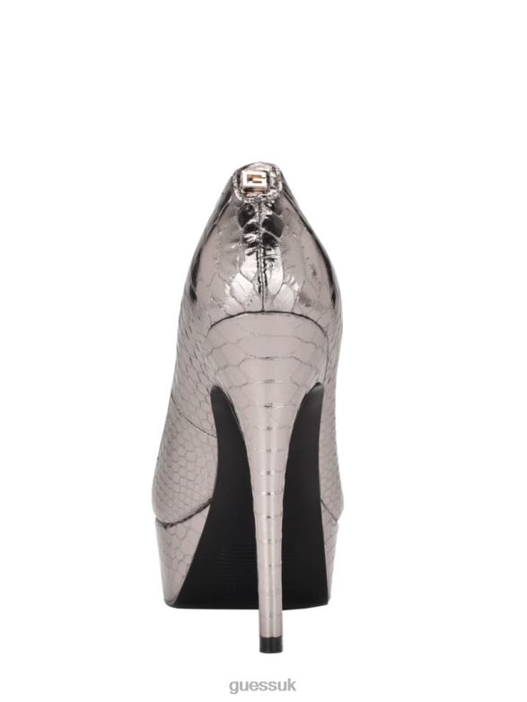 GUESS Women Cador Leather Stiletto Heels Pewter Footwear V28V63445