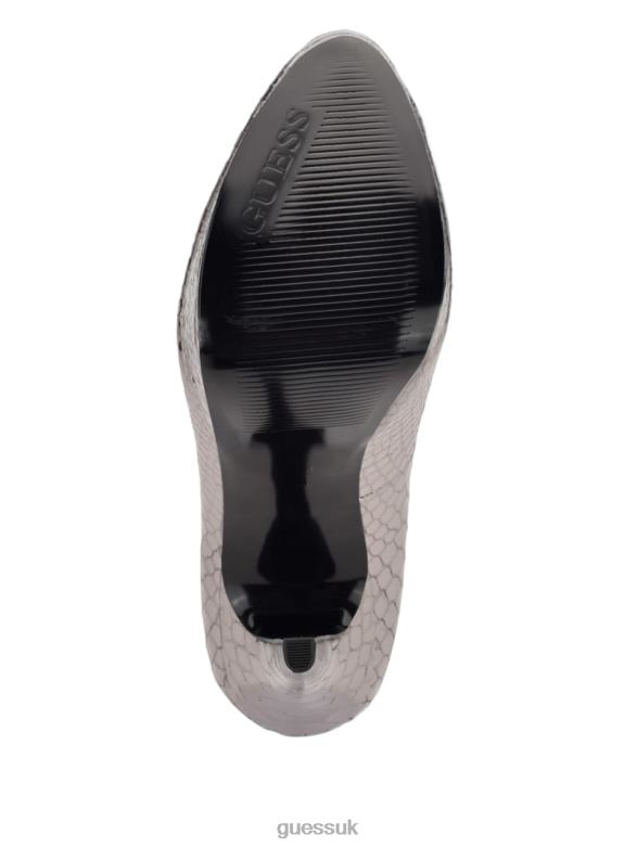 GUESS Women Cador Leather Stiletto Heels Pewter Footwear V28V63445