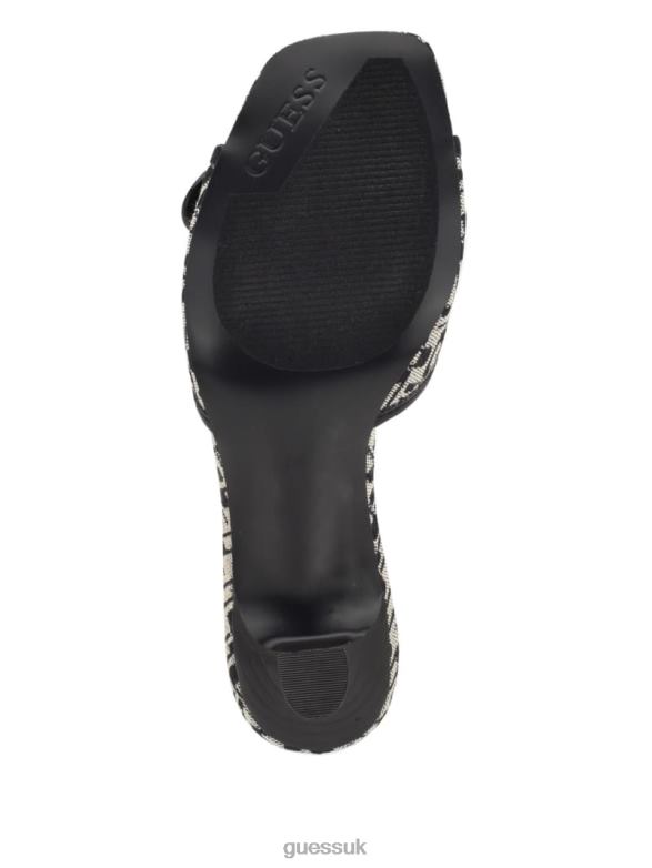 GUESS Women Dista Buckled Logo Kitten Heels Black Footwear V28V63382