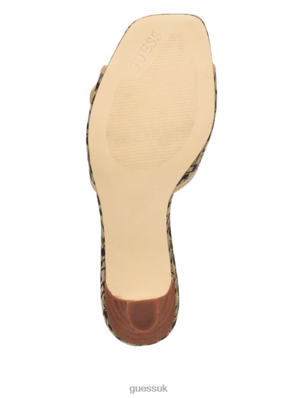 GUESS Women Dista Buckled Logo Kitten Heels Medium Brown Footwear V28V63381