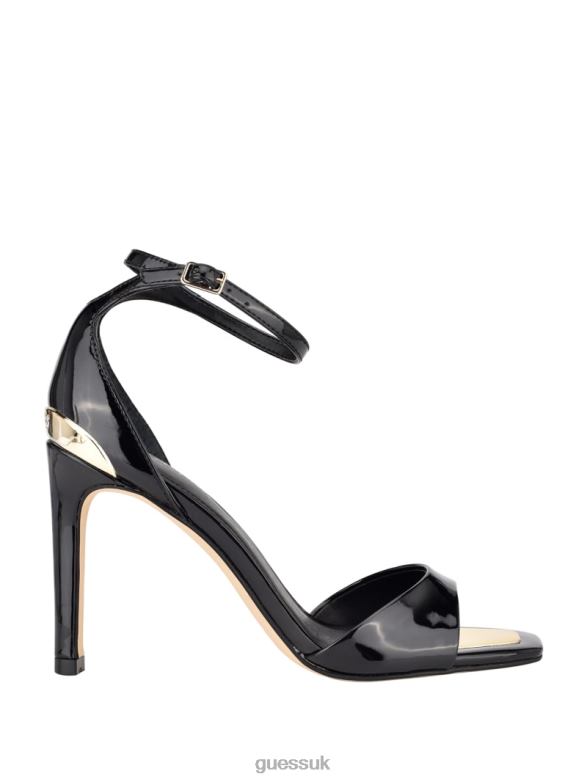 GUESS Women Divine Heeled Sandals Black Patent Footwear V28V63428