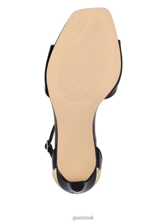 GUESS Women Divine Heeled Sandals Black Patent Footwear V28V63428