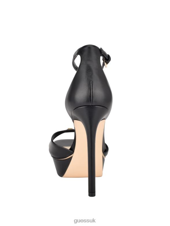 GUESS Women Ellsyn Platform Stiletto Sandals Black Patent Footwear V28V63444