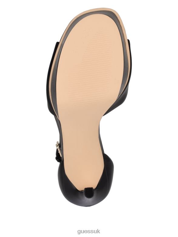 GUESS Women Ellsyn Platform Stiletto Sandals Black Patent Footwear V28V63444