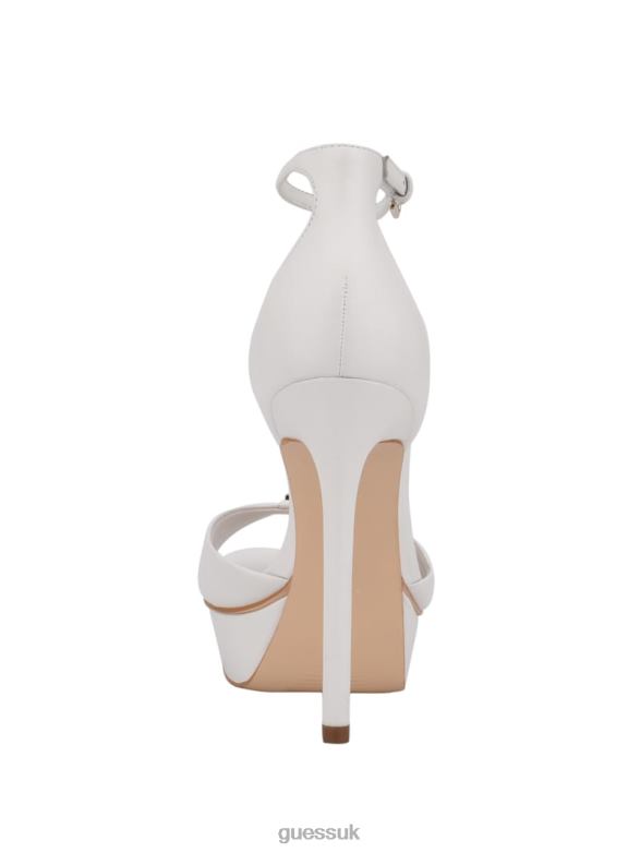 GUESS Women Ellsyn Platform Stiletto Sandals White Leather Footwear V28V63487