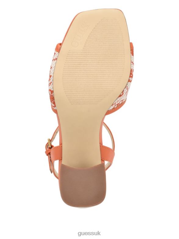 GUESS Women Glaven Open-Toe Block Heels Orange Footwear V28V63383