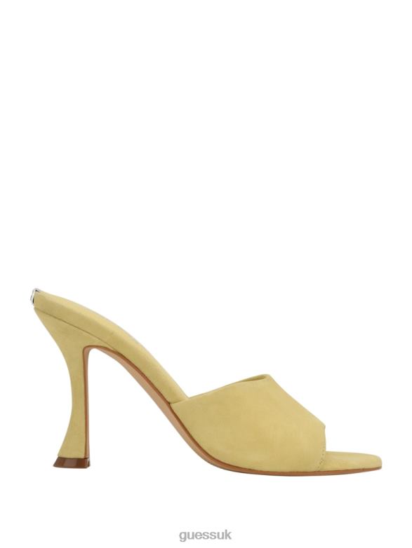 GUESS Women Hambree Suede Heeled Mules Yellow Footwear V28V63452
