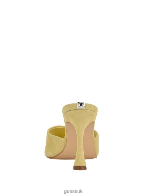 GUESS Women Hambree Suede Heeled Mules Yellow Footwear V28V63452