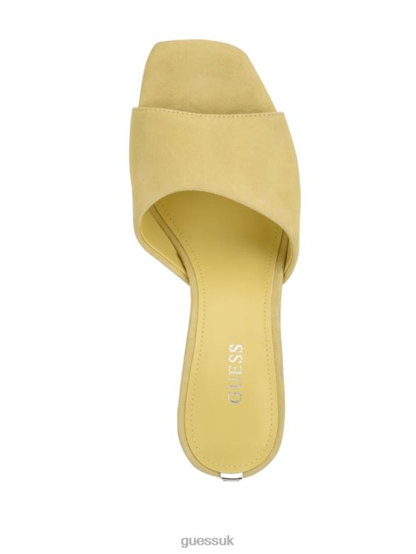 GUESS Women Hambree Suede Heeled Mules Yellow Footwear V28V63452